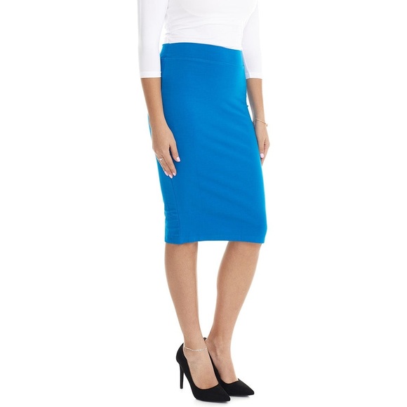 Attyre Bright Blue Pull-on Stretch Pencil Skirt Career Business Professional 12P - Picture 1 of 9